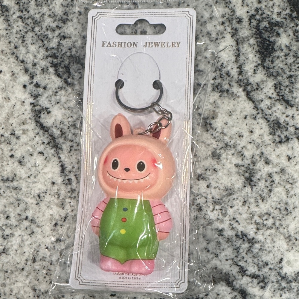 Cute Pink and Green Monster Keychain